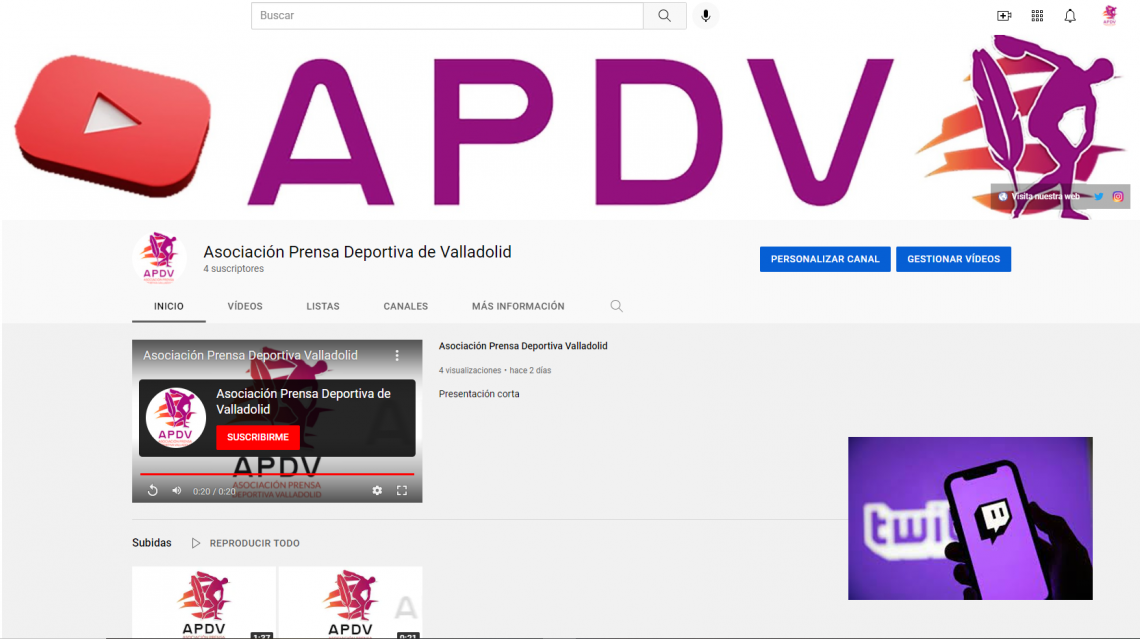 La APDV incorpora YouTube y Twich a sus redes sociales